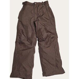 Brown Youth Snow Pants Size 14/16 Adjustable Waist 100% Polyester Waterproof Win